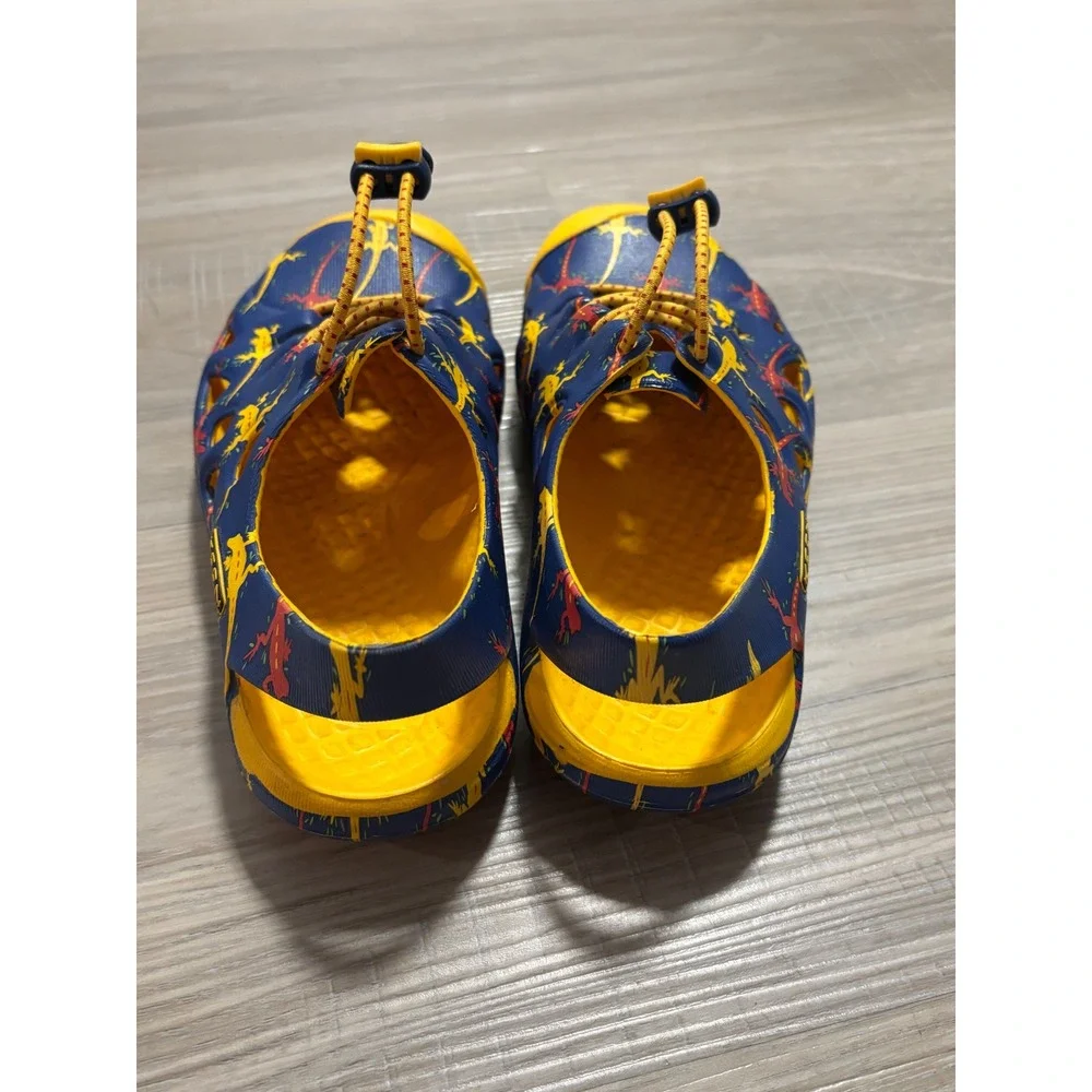 KEEN Rio Kids Water Sandals Blue Yellow Lizard Print Bungee Lace Size 1 1014534